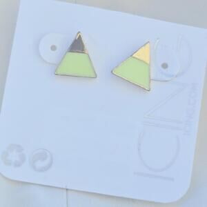 Icing Neon Triangle Gold Tone Post Stud Earrings NWT
